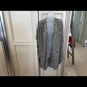 Animal print sheer cocoon silhouette kimono